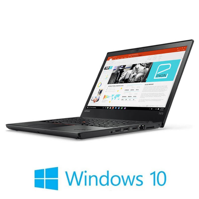 Laptop Lenovo ThinkPad T470, i5-6300U, 16GB DDR4, SSD, 14 inci, Win 10 Home